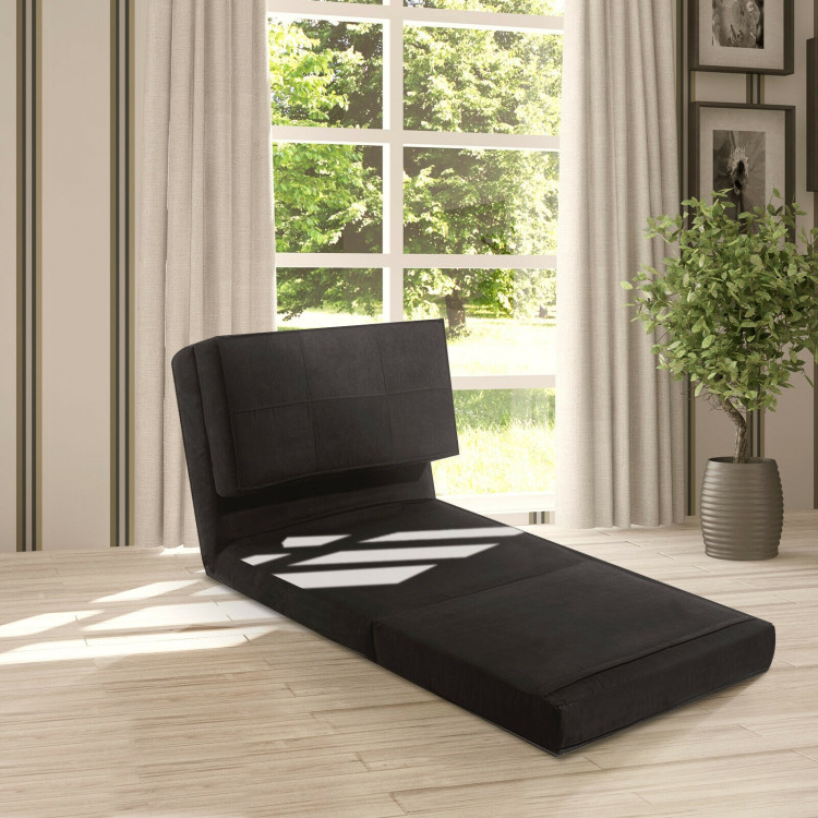 Convertible Lounger Folding Sofa Sleeper Bed-BlackCostway Gallery View 2 of 11