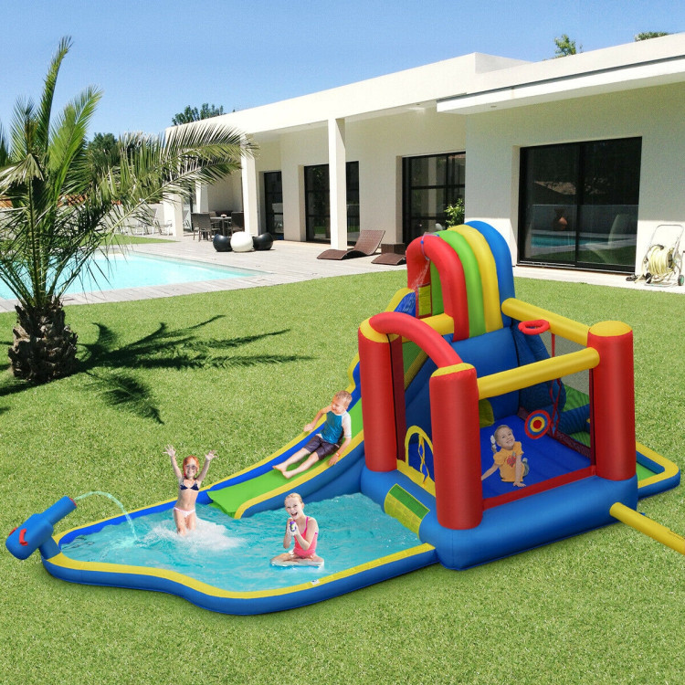 Inflatable Kid Bounce House Slide Climbing Splash Park Pool Jumping Castle Without BlowerCostway Gallery View 1 of 8