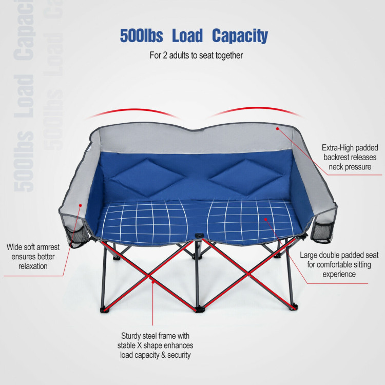 Folding Camping Chair with Bags and Padded Backrest-BlueCostway Gallery View 10 of 11