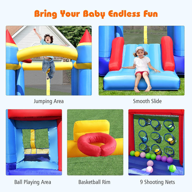 Castle Slide Inflatable Bounce House with Ball Pit and Basketball HoopCostway Gallery View 8 of 9
