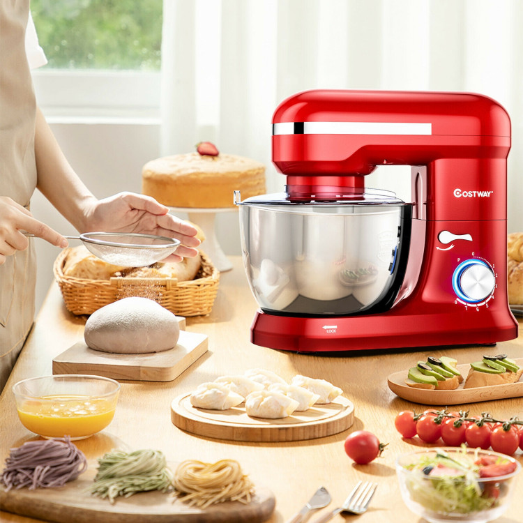4.8 Qt 8-speed Electric Food Mixer with Dough Hook Beater-RedCostway Gallery View 1 of 15