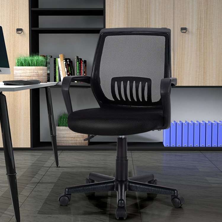 Mid-Back Mesh Height Adjustable Executive Chair with Lumbar SupportCostway Gallery View 2 of 11