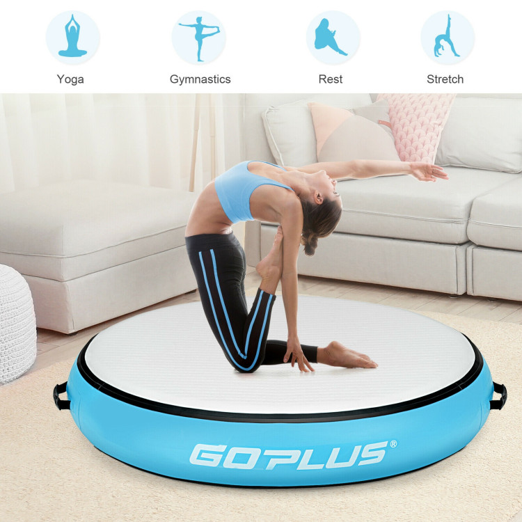 40 Inch Inflatable Round Gymnastic Mat with Electric Pump-BlueCostway Gallery View 3 of 10