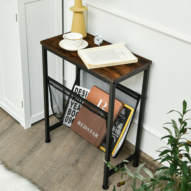 Narrow End Table with Magazine Holder Sling for Small SpaceCostway Gallery View 6 of 12