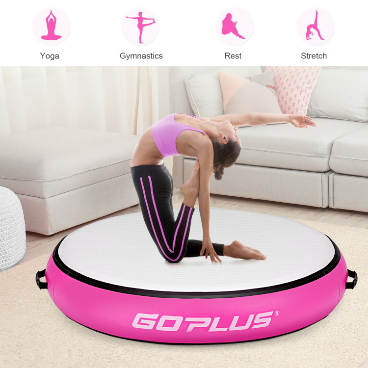 40 Inch Inflatable Round Gymnastic Mat with Electric Pump-PinkCostway Gallery View 3 of 10