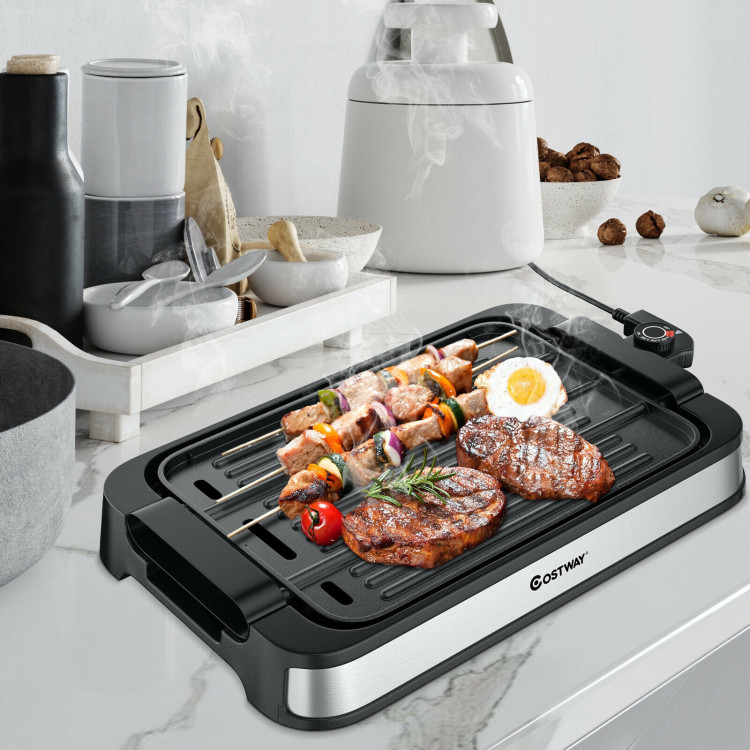 1500W Smokeless Indoor Grill Electric Griddle with Non-stick Cooking PlateCostway Gallery View 2 of 12