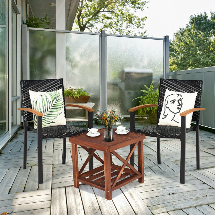 Set of 4 Outdoor Patio PE Rattan Dining Chairs with Powder-coated Steel FrameCostway Gallery View 6 of 12
