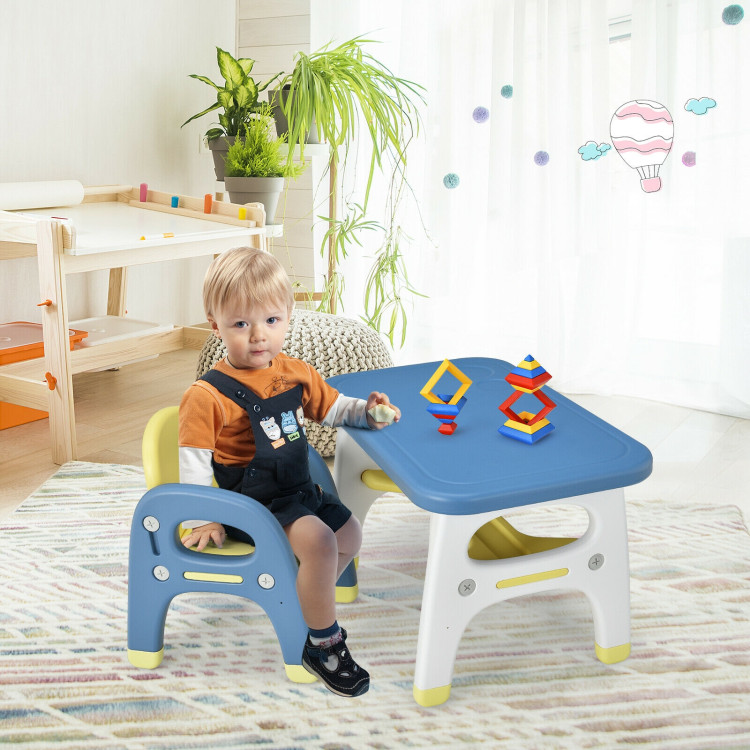 Kids Activity Table and Chair Set with Montessori Toys for Preschool and Kindergarten-BlueCostway Gallery View 11 of 12