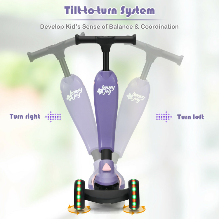 2-in-1 Kids Kick Scooter with Flash Wheels for Girls and Boys from 1.5 to 6 Years Old-PurpleCostway Gallery View 5 of 10