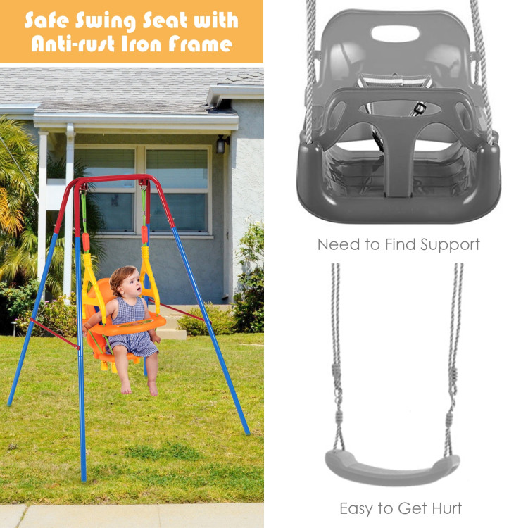 Toddler Swing Set High Back Seat with Swing SetCostway Gallery View 13 of 14