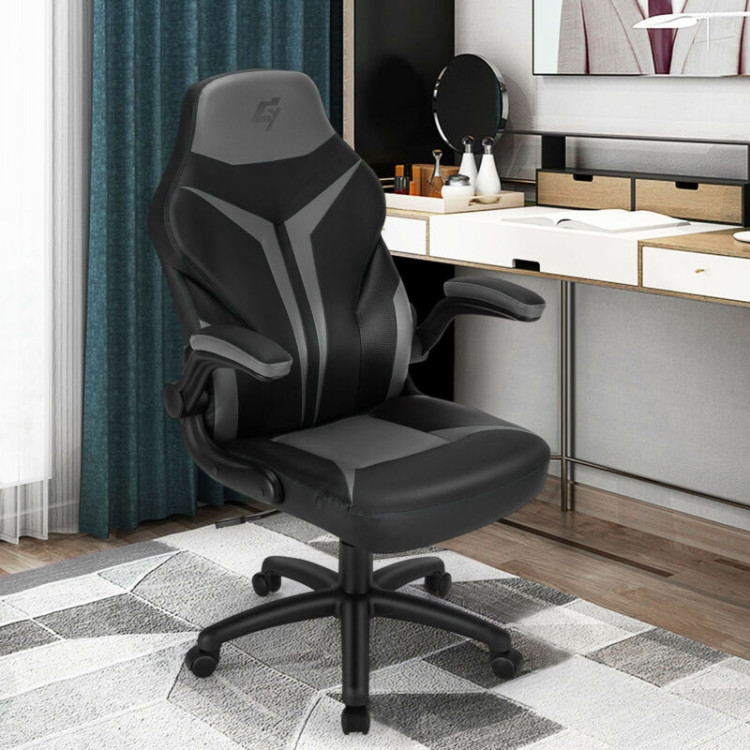 Height Adjustable Swivel High Back Gaming Chair Computer Office Chair-GrayCostway Gallery View 6 of 12