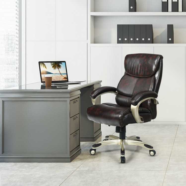 Adjustable Executive Office Recliner Chair with High Back and Lumbar Support-BrownCostway Gallery View 1 of 11