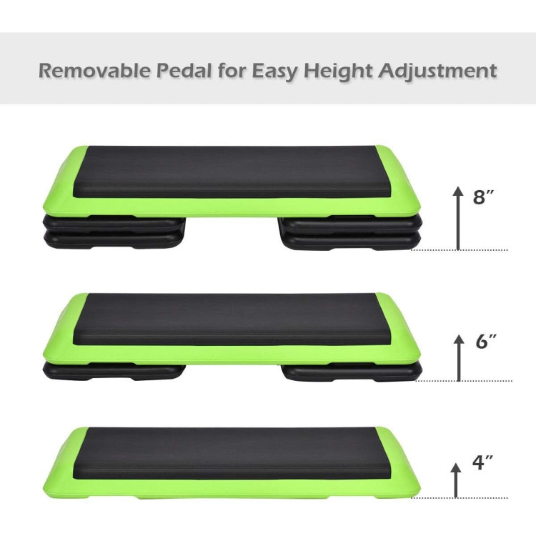 43 Inches Height Adjustable Fitness Aerobic Step with Risers-GreenCostway Gallery View 10 of 12