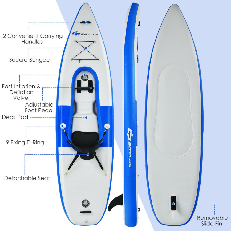 Inflatable Kayak Includes Aluminum Paddle with Hand Pump for 1 Person-BlueCostway Gallery View 10 of 12