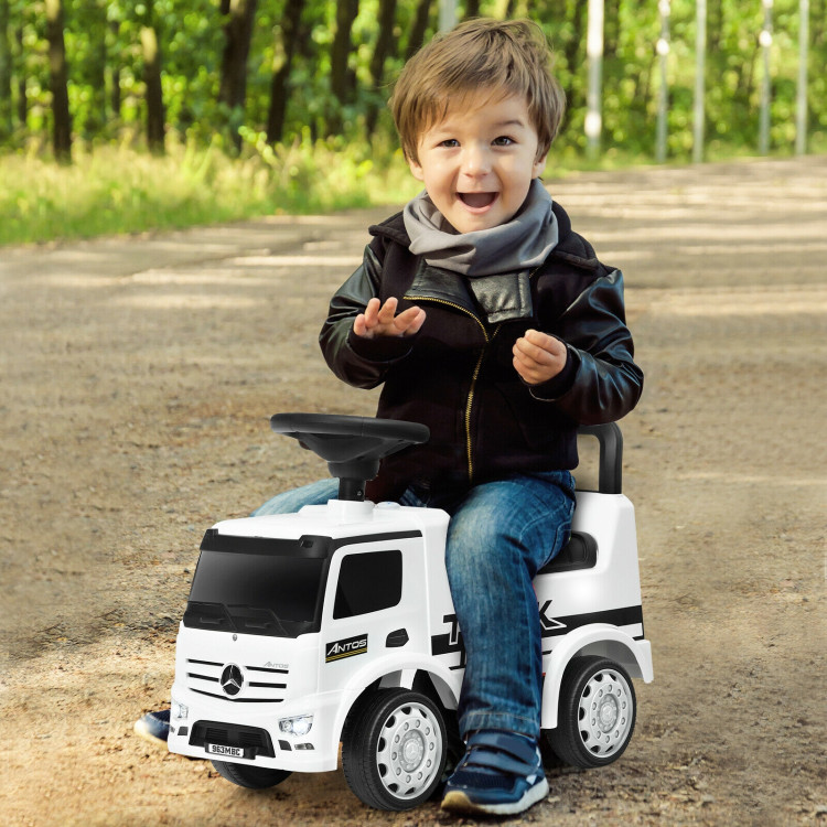 Children Push and Ride Racer Licensed Mercedes Benz Push Truck Car-WhiteCostway Gallery View 6 of 12