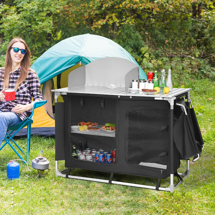 Portable Camp Kitchen and Sink TableCostway Gallery View 7 of 12