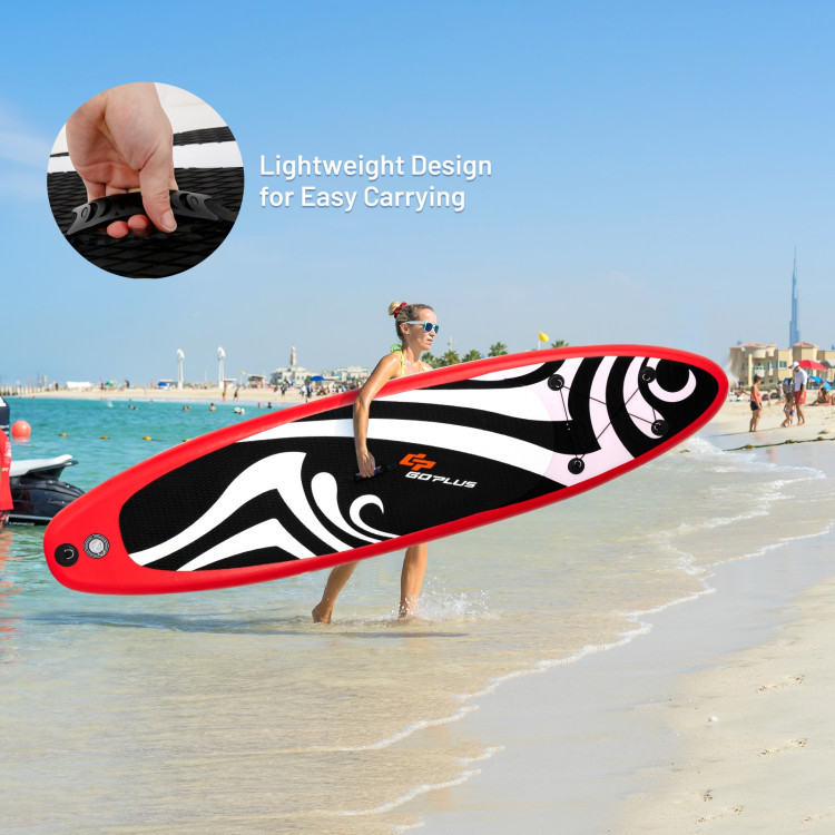 10' Inflatable Stand up Adjustable Fin Paddle Surfboard with BagCostway Gallery View 9 of 12