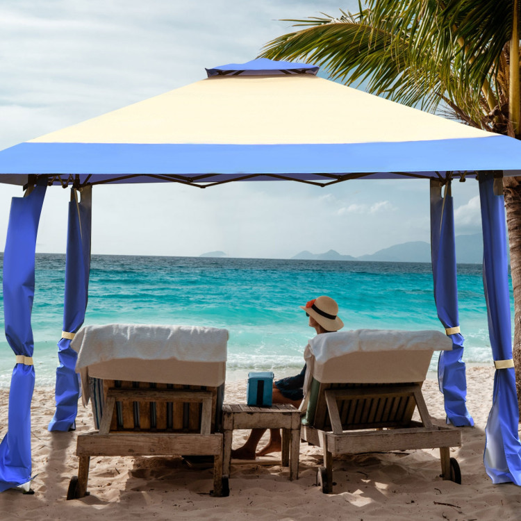 13 Feet x 13 Feet Pop Up Canopy Tent Instant Outdoor Folding Canopy Shelter-BlueCostway Gallery View 2 of 15