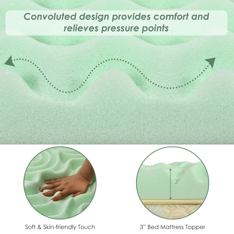 3 Inch Comfortable Mattress Topper Cooling Air Foam-Twin SizeCostway Gallery View 5 of 9