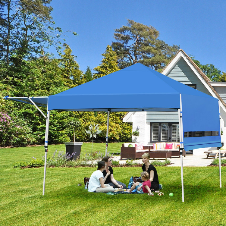 17 Feet x 10 Feet Foldable Pop Up Canopy with Adjustable Instant Sun Shelter-BlueCostway Gallery View 1 of 12