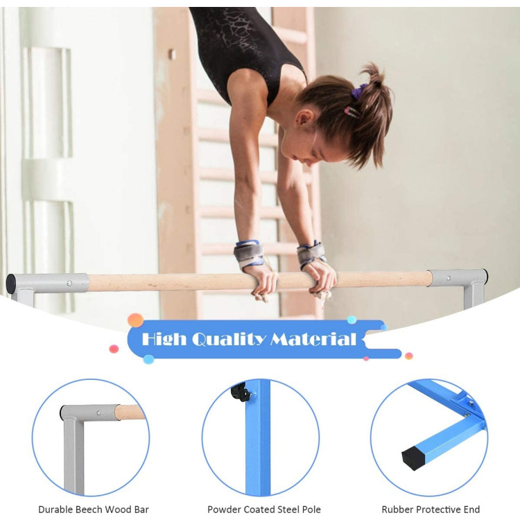 Adjustable Gymnastics Horizontal Bar for Kids-BlueCostway Gallery View 2 of 11