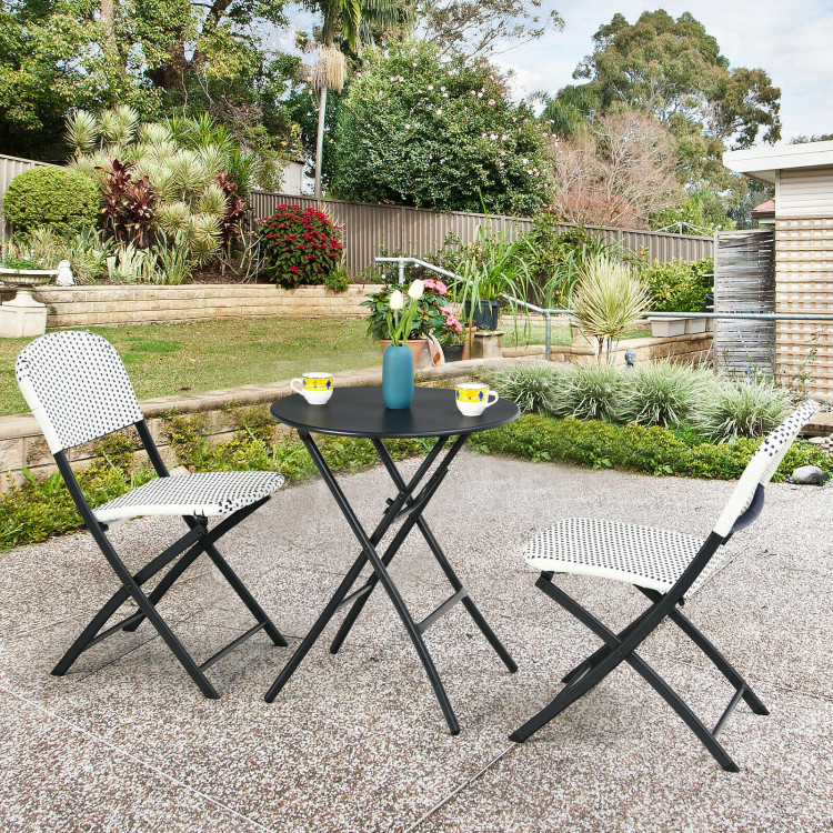 3 Pieces Patio Rattan Bistro Set with Round Dining Table and 2 ChairsCostway Gallery View 6 of 12
