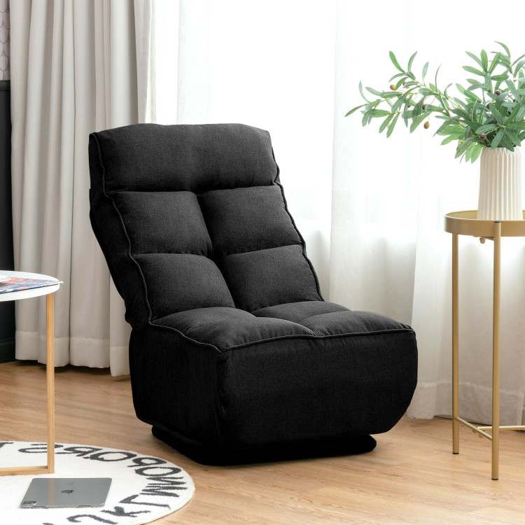 360-Degree Swivel Folding Floor Chair with 6 Adjustable Positions-BlackCostway Gallery View 2 of 12