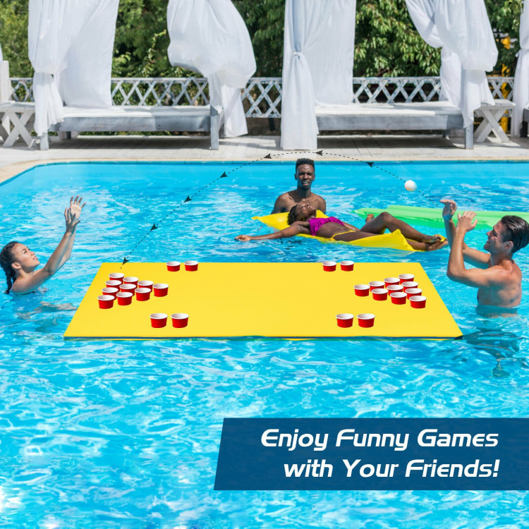 5.5 Feet x 35.5 inch 3-Layer Multi-Purpose Floating Beer Pong Table-YellowCostway Gallery View 9 of 10