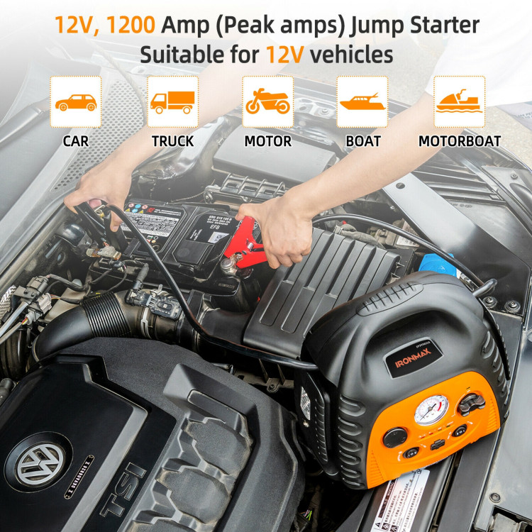 22000mAH Jump Starter Portable Power Station Air Compressor with LED LightCostway Gallery View 8 of 12