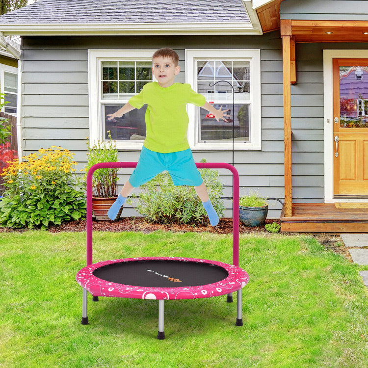 Toytexx Mini trampoline de 36 pouces pour enfants, trampoline de saut pour  tout-petits avec main courante réglable, housse rembourrée de sécurité pour  intérieur/extérieur (rose)