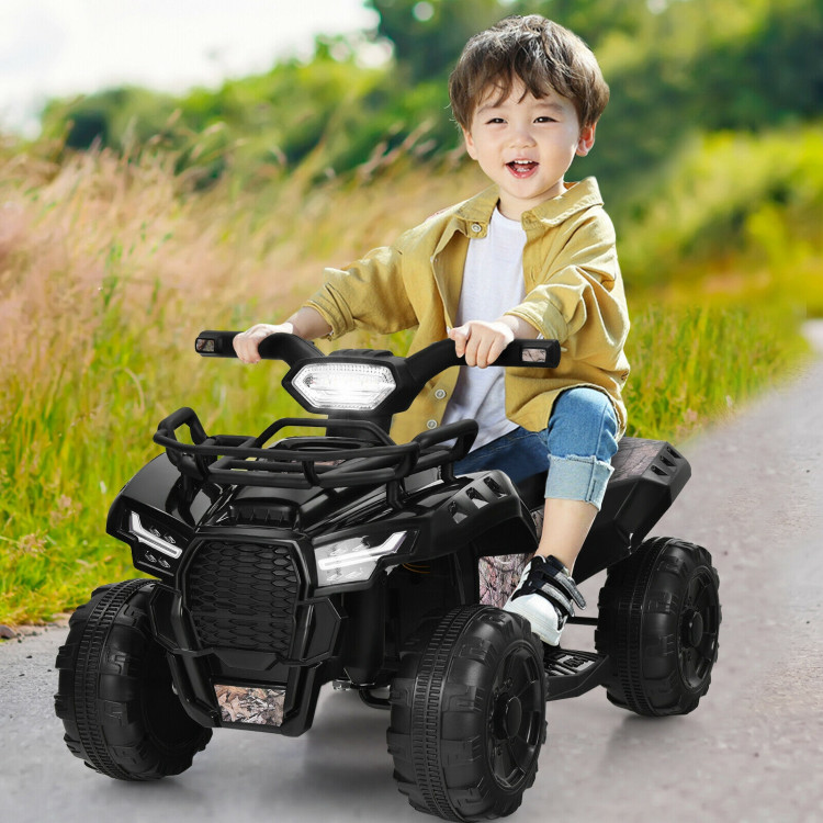 6V Kids ATV Quad Electric Ride On Car with LED Light and MP3-BlackCostway Gallery View 1 of 12