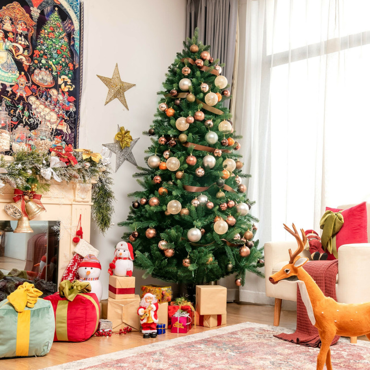 7.5 Feet Artificial Christmas Tree with Ornaments and Pre-Lit LightsCostway Gallery View 6 of 13