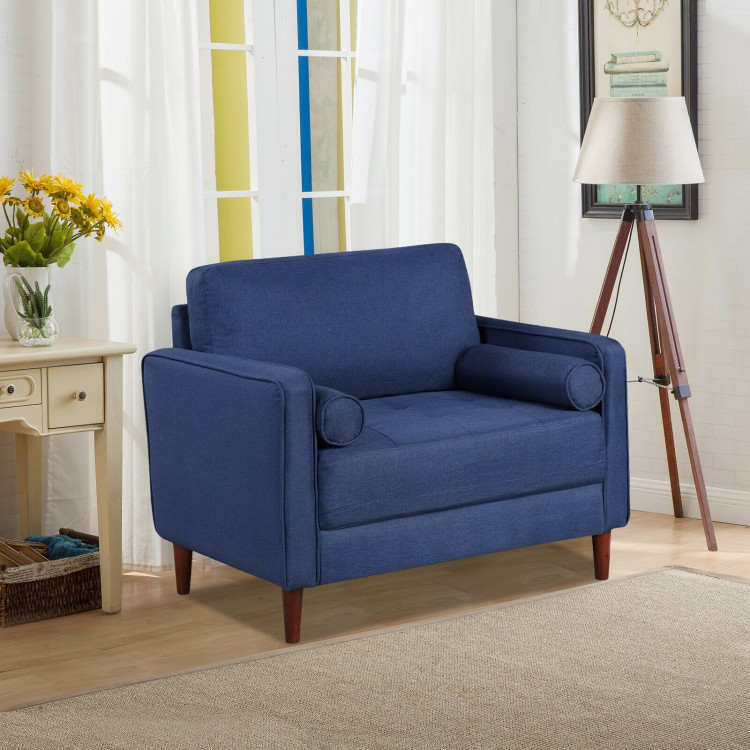 Accent Oversized Linen Club Armchair with Pillows and Rubber Wood LegsCostway Gallery View 8 of 12