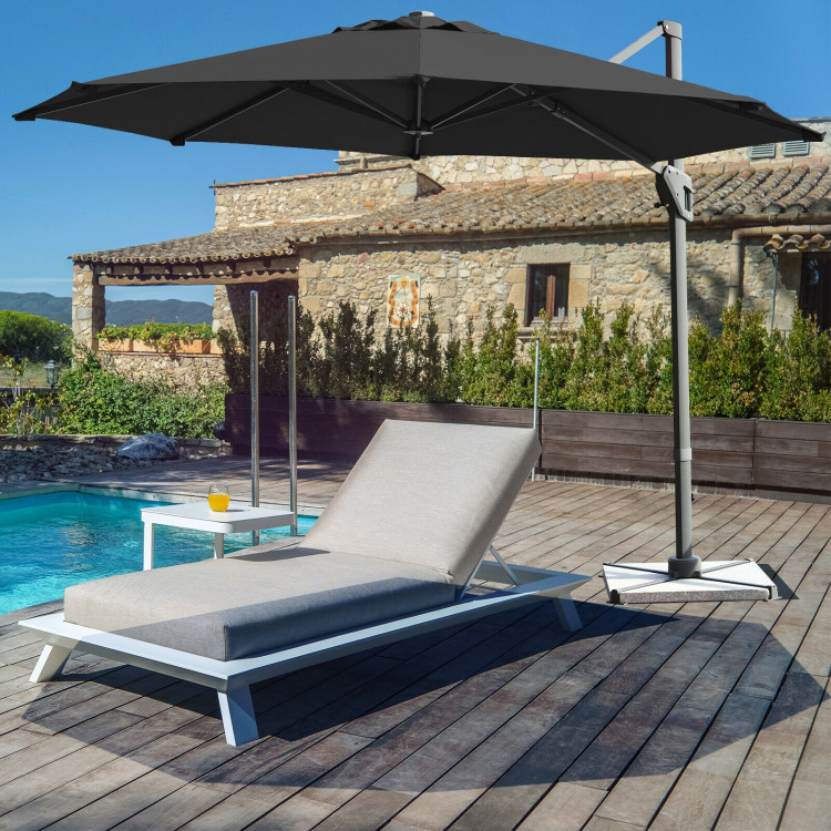 11ft Patio Offset Umbrella with 360° Rotation and Tilt System-GrayCostway Gallery View 2 of 12