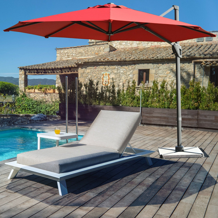 11 Feet Patio Offset Umbrella with 360° Rotation and Tilt System - Costway