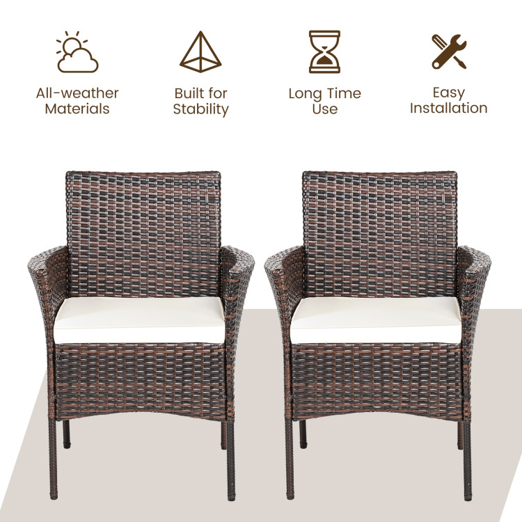 2 Pieces Outdoor PE Rattan Armchairs with Removable CushionsCostway Gallery View 2 of 11