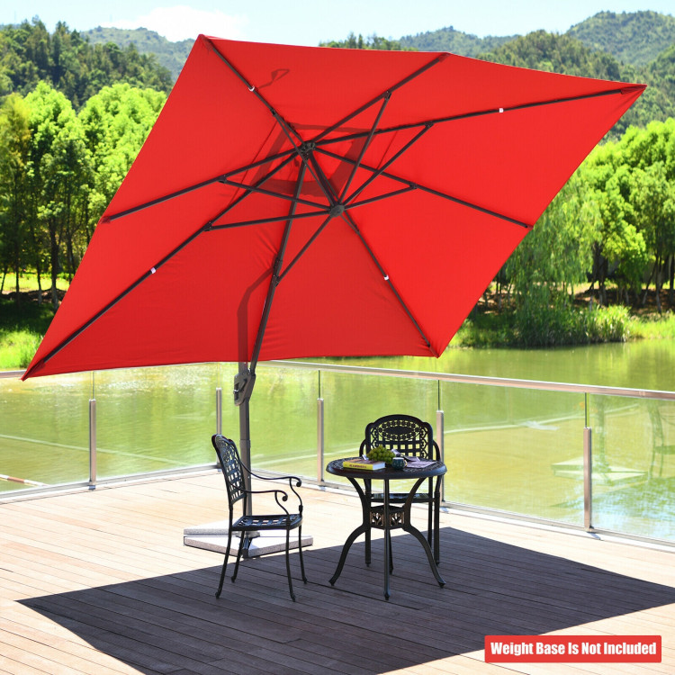 10 x 13 Feet Rectangular Cantilever Umbrella with 360° Rotation Function-RedCostway Gallery View 7 of 12