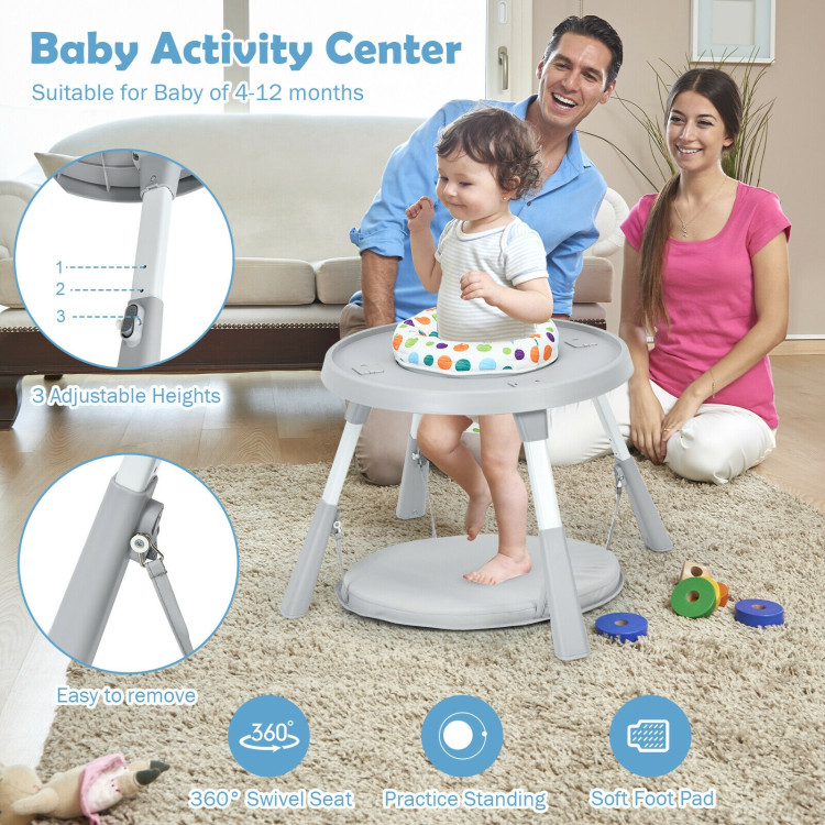 6-in-1 Baby High Chair Infant Activity Center with Height Adjustment-GrayCostway Gallery View 8 of 13