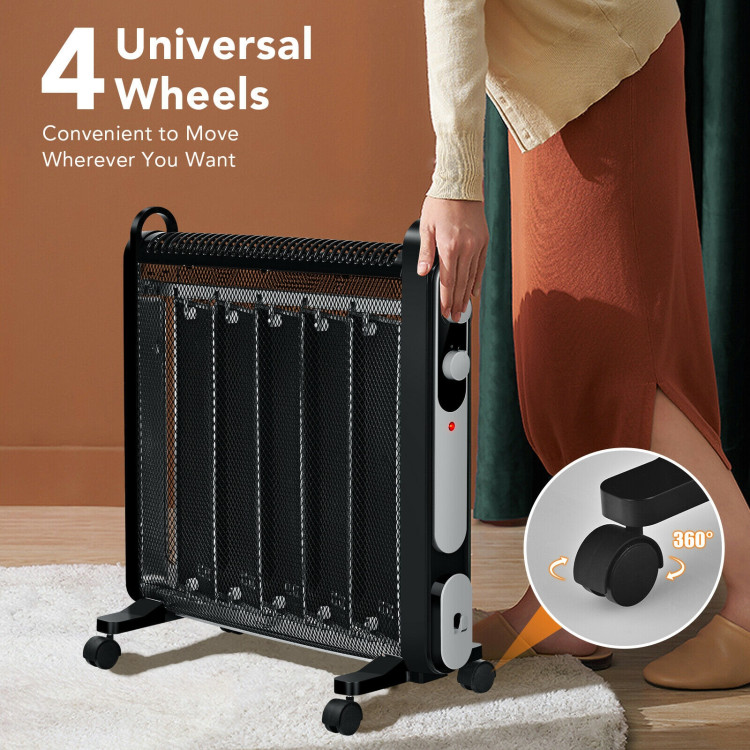 Electric Mica Space Portable Heater with Adjustable Thermostat-BlackCostway Gallery View 10 of 11