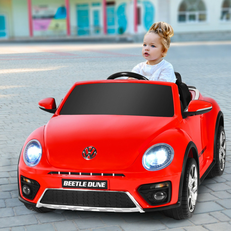 12V Licensed Volkswagen Beetle Kids Ride On Car with Remote Control-RedCostway Gallery View 2 of 12