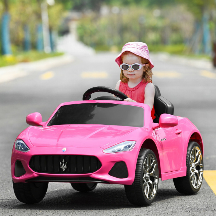 12V Kids Ride-On Car with Remote Control and Lights-PinkCostway Gallery View 2 of 12