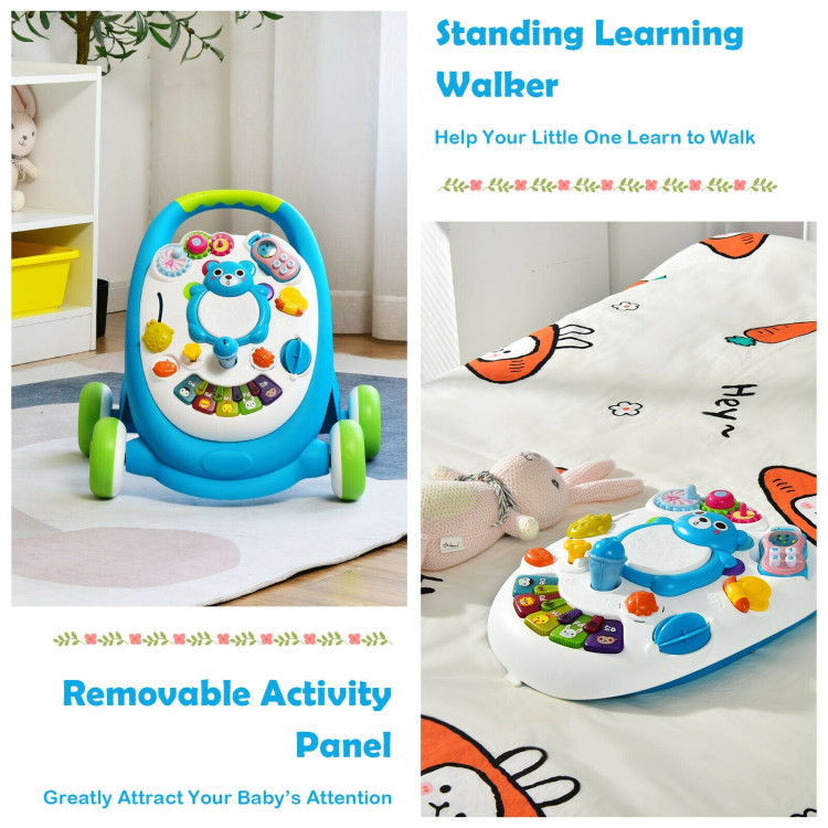 Sit-to-Stand Toddler Learning Walker with Lights and Sounds-BlueCostway Gallery View 9 of 10