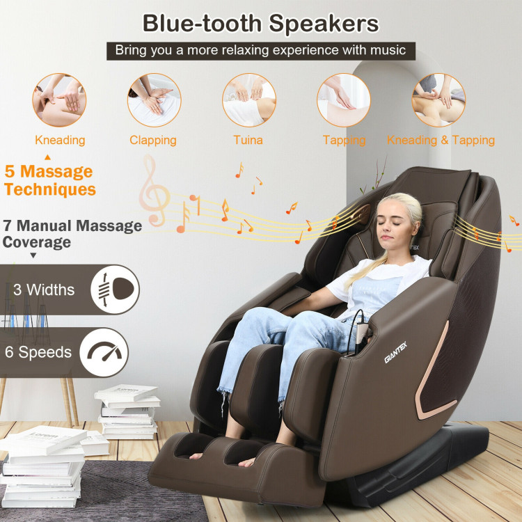 Full Body Zero Gravity Massage Chair with SL Track Heat Installation-free-BrownCostway Gallery View 6 of 11