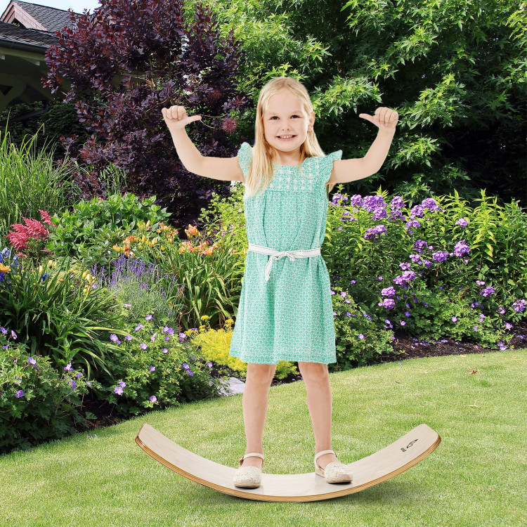 12 Inch Wobble Board for Balance Training-NaturalCostway Gallery View 1 of 9