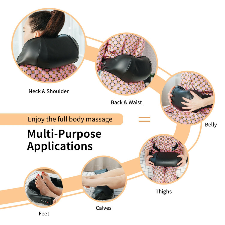 Shiatsu Neck Massager with Heat and Deep Tissue 3D-Kneading-BlackCostway Gallery View 7 of 10