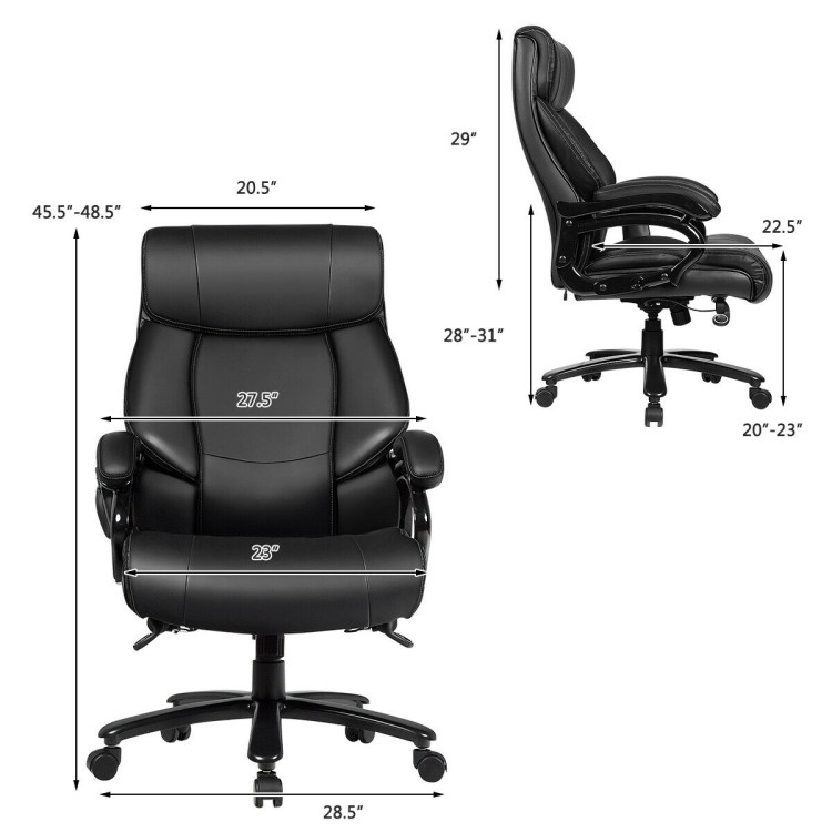 Big & Tall 400lb PU Leather Massage Office Chair-BlackCostway Gallery View 4 of 12