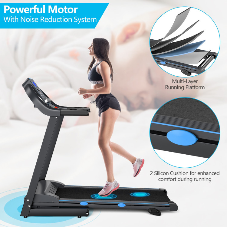 2.25 HP Folding Electric Motorized Power Treadmill with Blue Backlit LCD DisplayCostway Gallery View 7 of 10