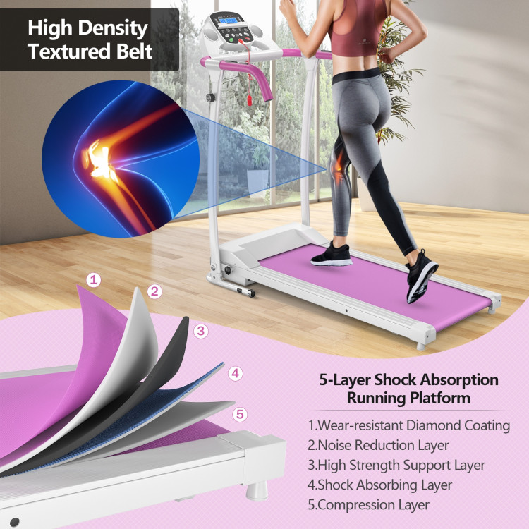 Compact Electric Folding Running and Fitness Treadmill with LED Display-PinkCostway Gallery View 3 of 10