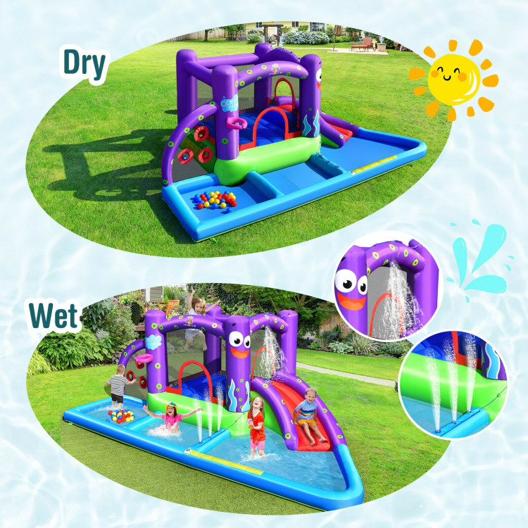 Inflatable Water Slide Park with Splash Pool and 750W BlowerCostway Gallery View 5 of 10
