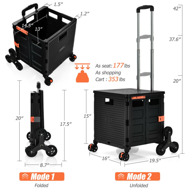 Foldable Utility Cart for Travel and Shopping - Costway